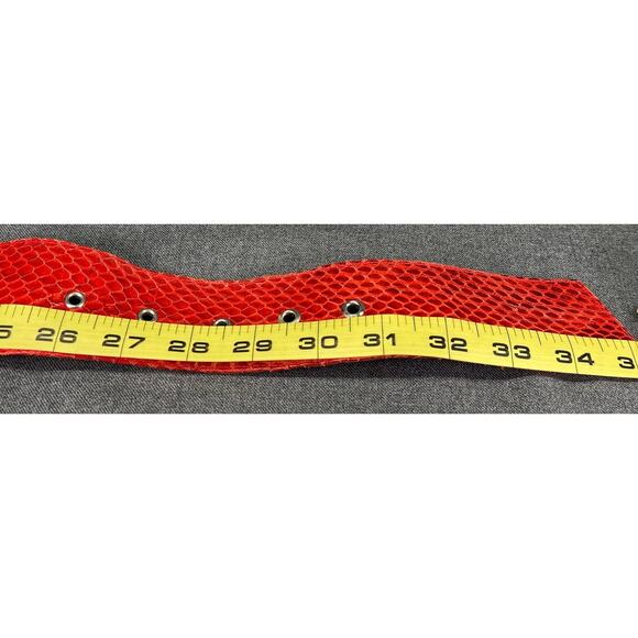 Vintage Genuine Red Reptile Skin and Suede Leather Belt - Picture 8 of 16